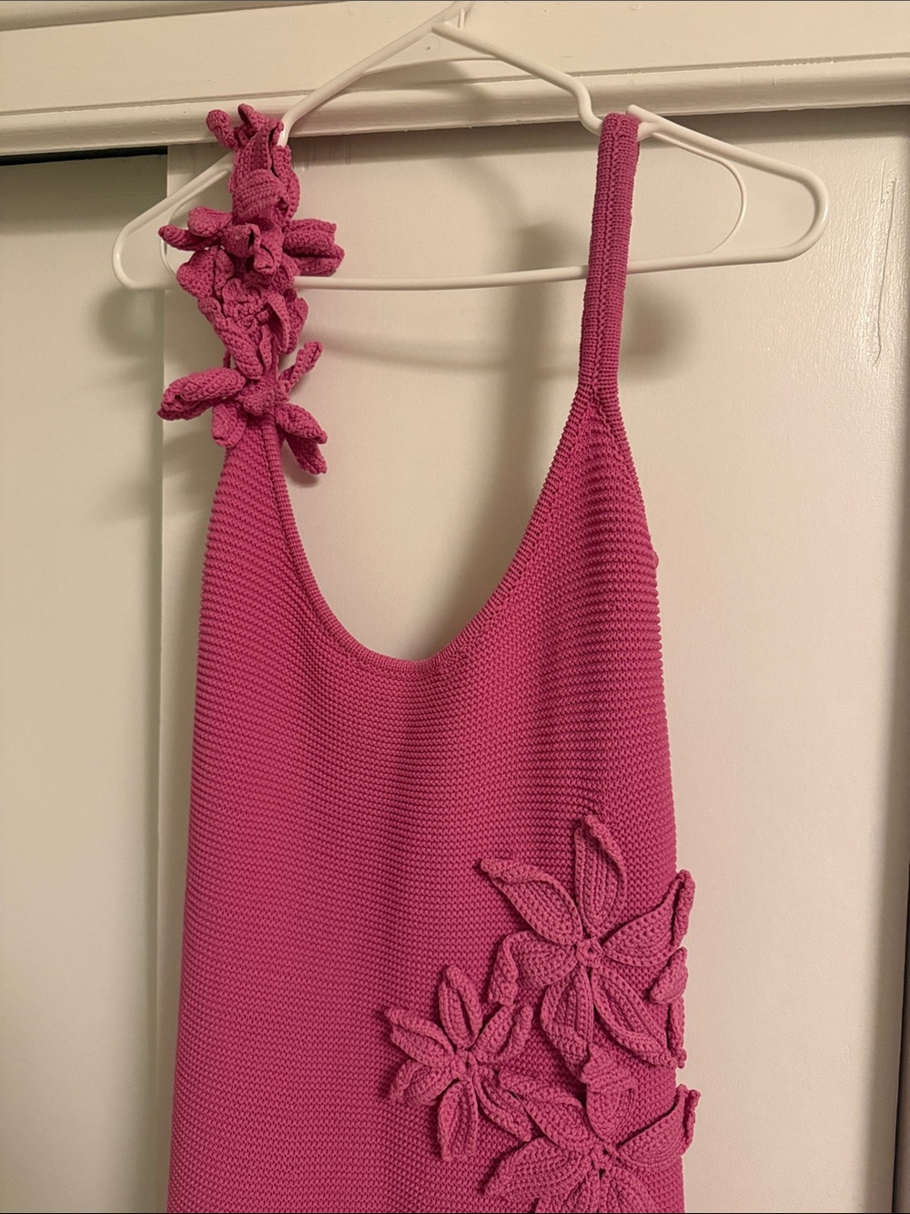 AMUR Hot Pink Floral-Appliqué Knit Dress - Picture 5 of 6